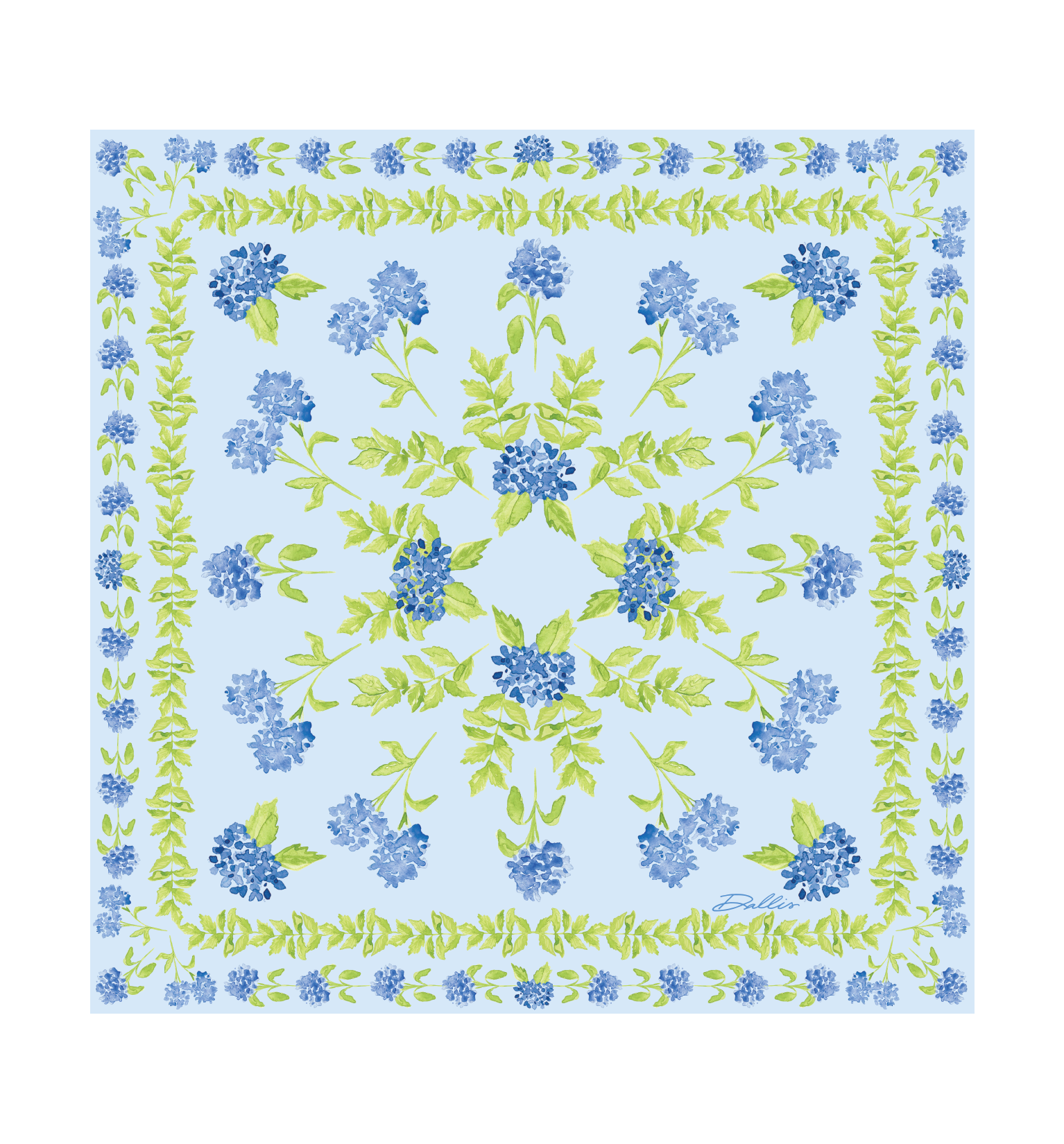 Blue Heirloom Hydrangea Scarf