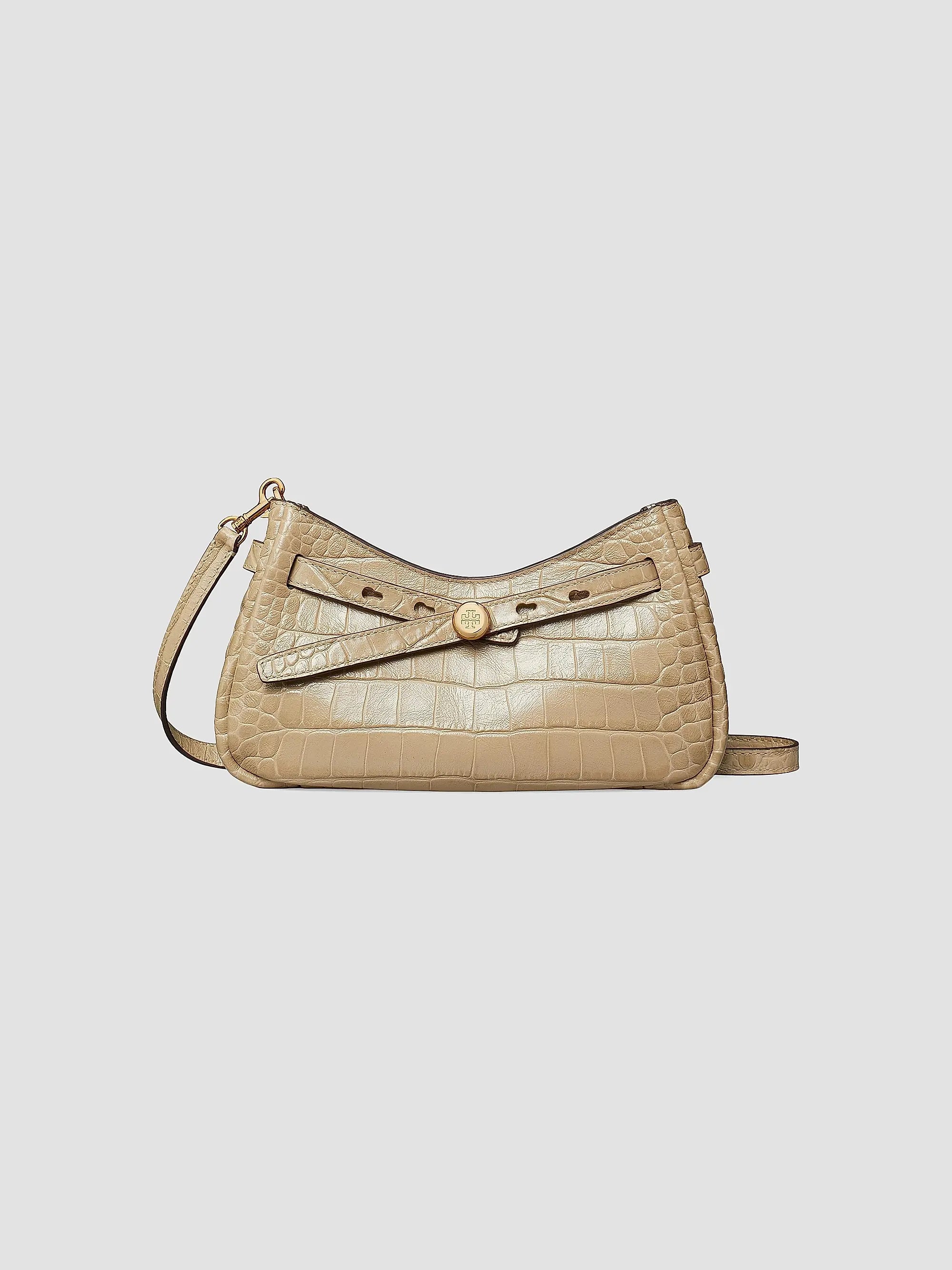Romy Croc-Embossed Zip Top Crossbody