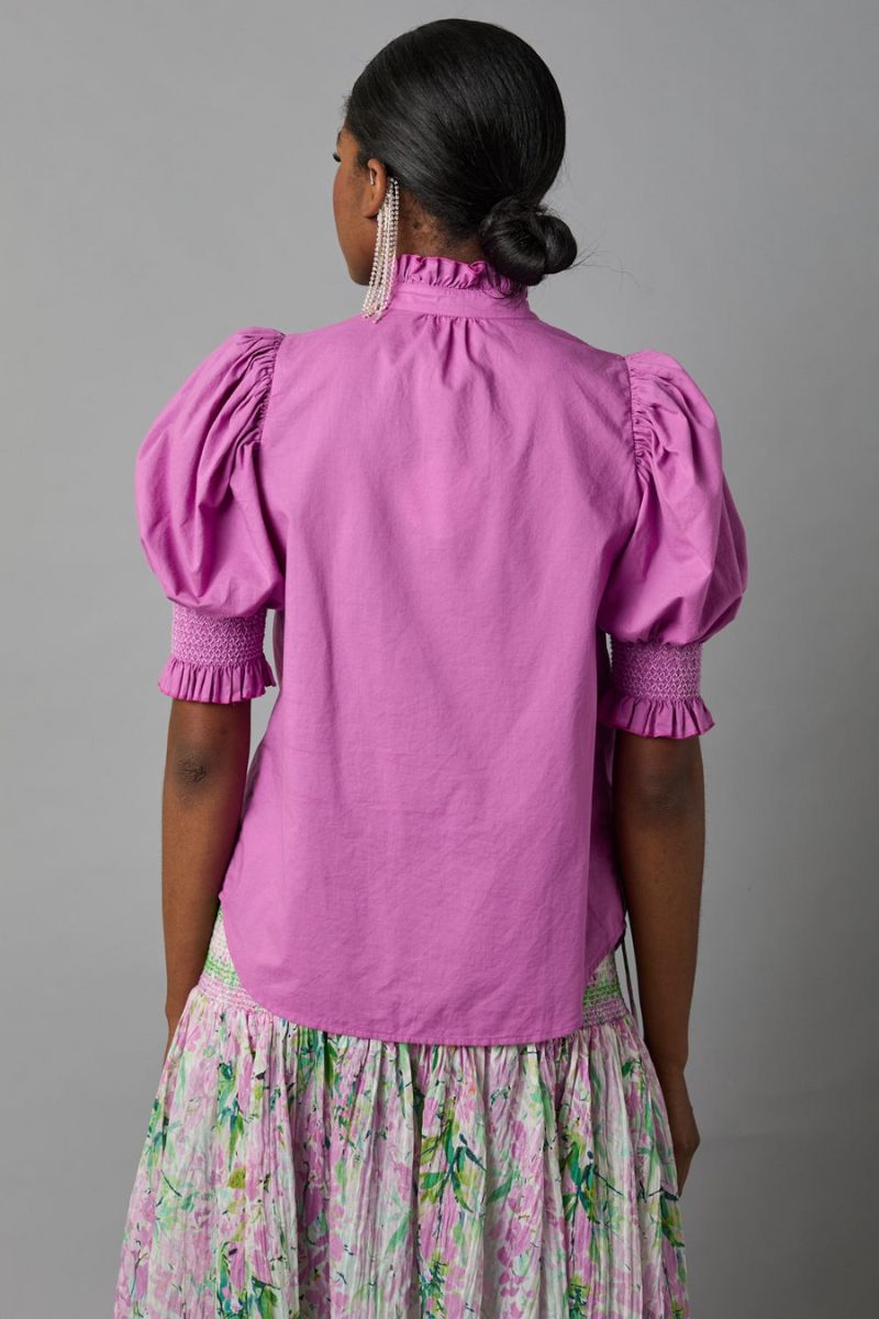 Short Sleeve Smocked Shirt
