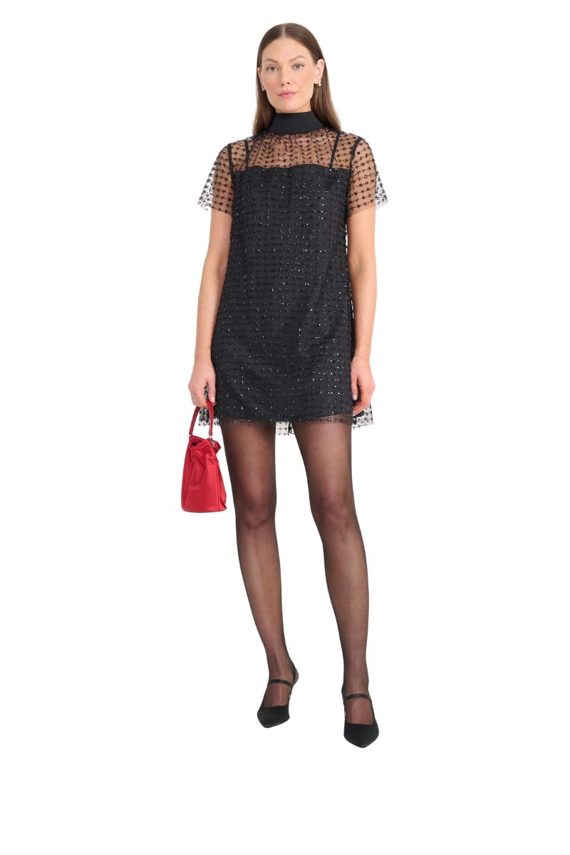 staud ilana dress black silver STAUD Mini Ilana Dress Black