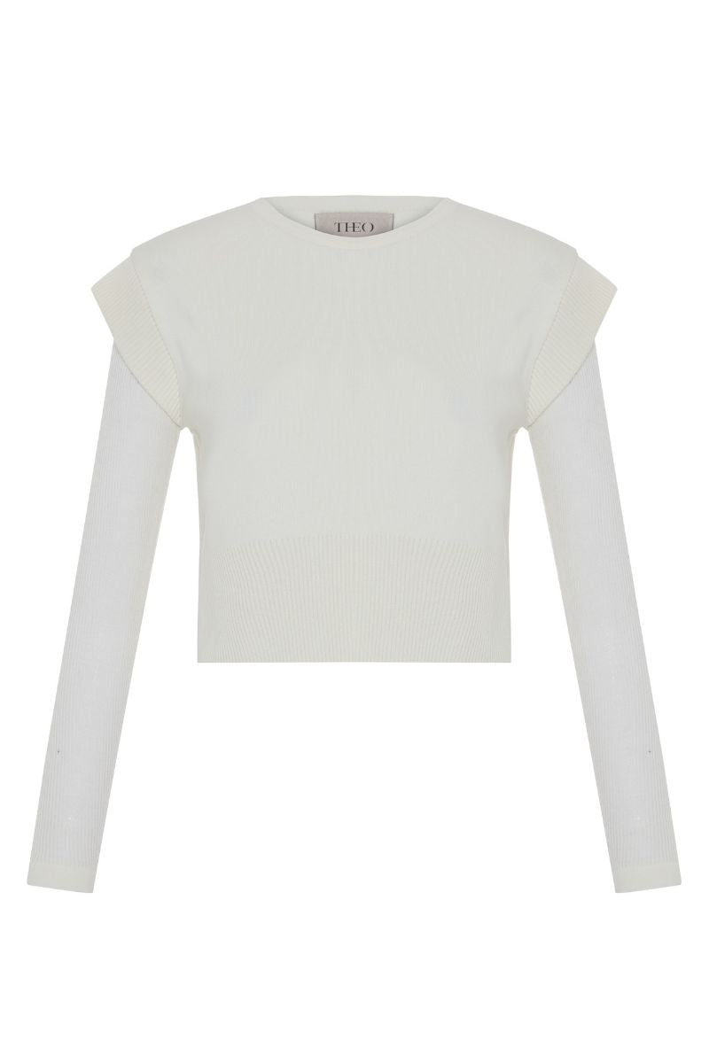 Nomia Sheer Sleeve Crew Neck Sweater