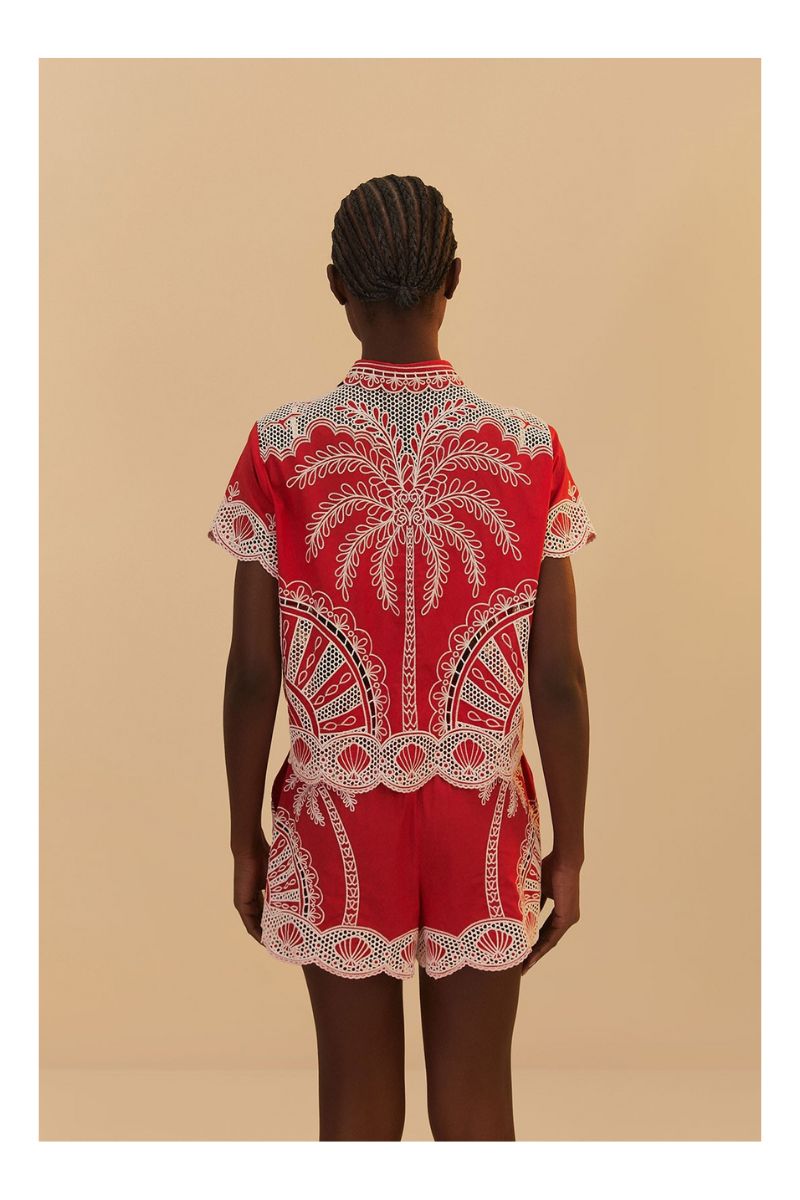 Palm Tree Embroidered Short