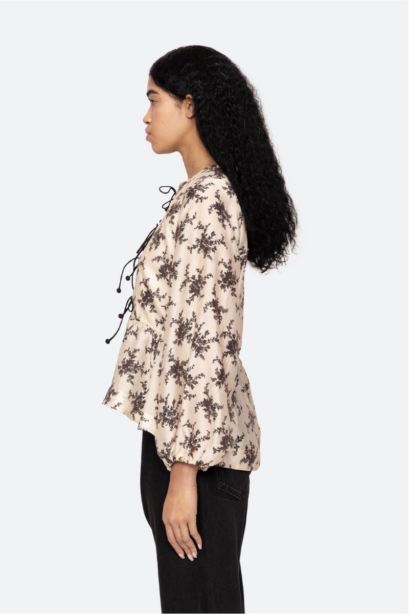 Joan Print Tie Front Top
