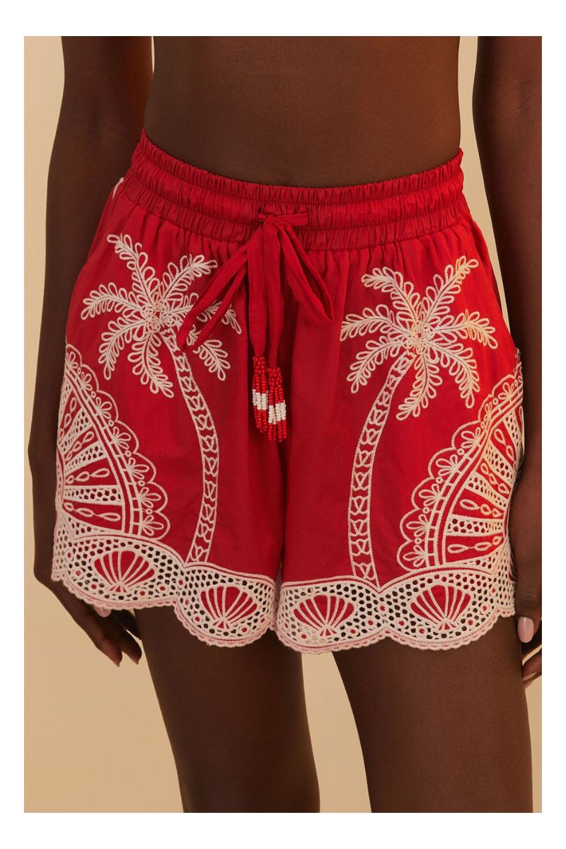 Palm Tree Embroidered Short