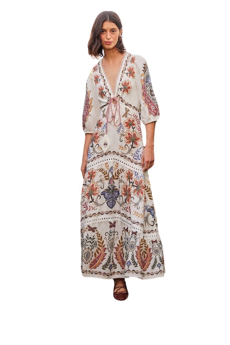 Boho Glam Floral Ephemera Maxi Dress