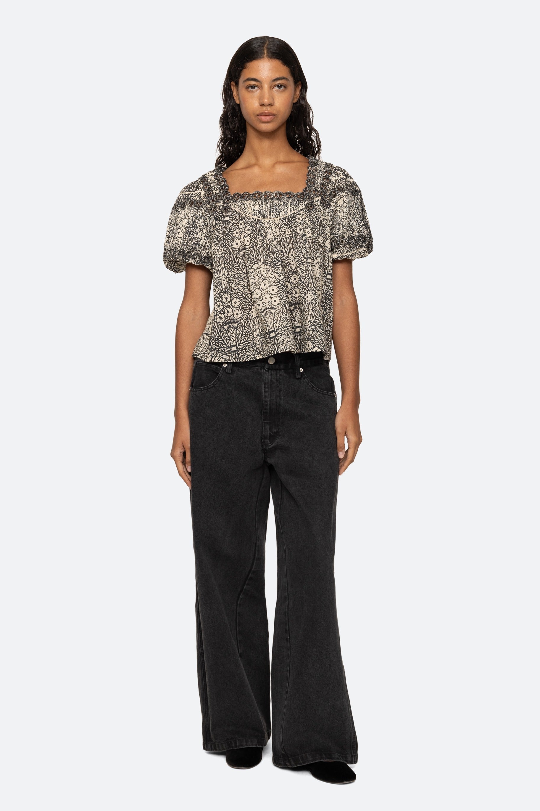 Katrine Print Puff Sleeve Top