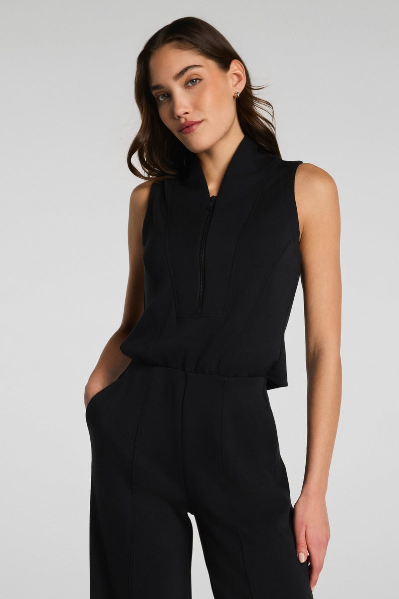 Spanx Airessentials Pintuck Half Zip Jumpsuit