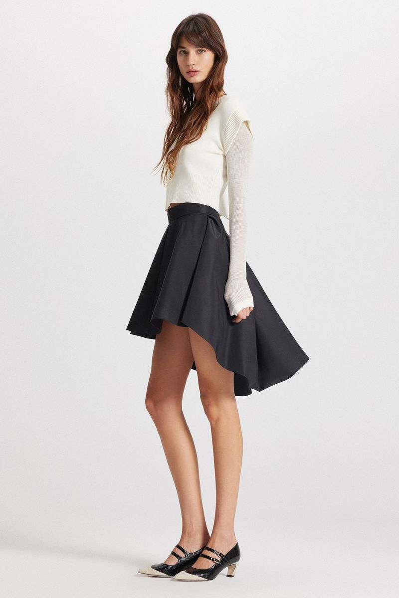 Theia Taffeta Hi-Low Skirt