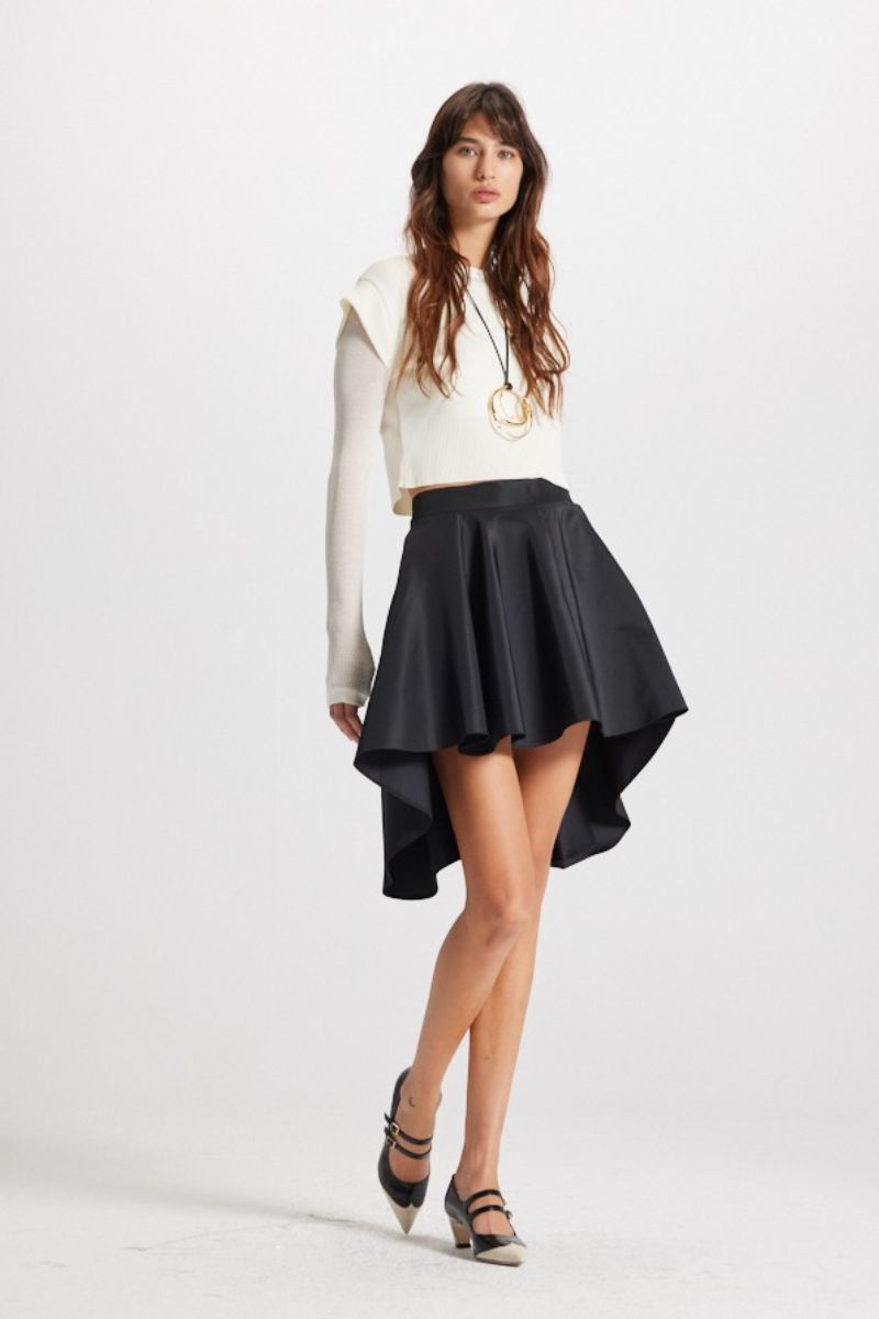 Theia Taffeta Hi-Low Skirt