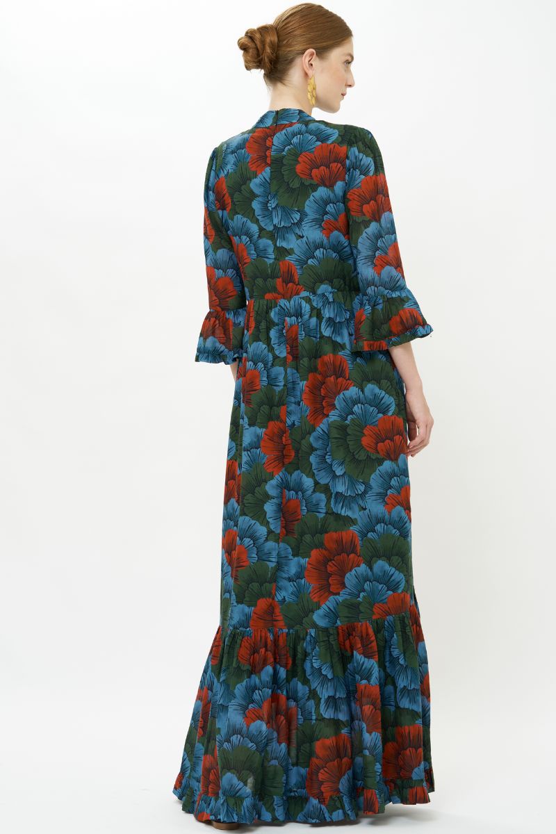 High Neck Bell Sleeve Maxi