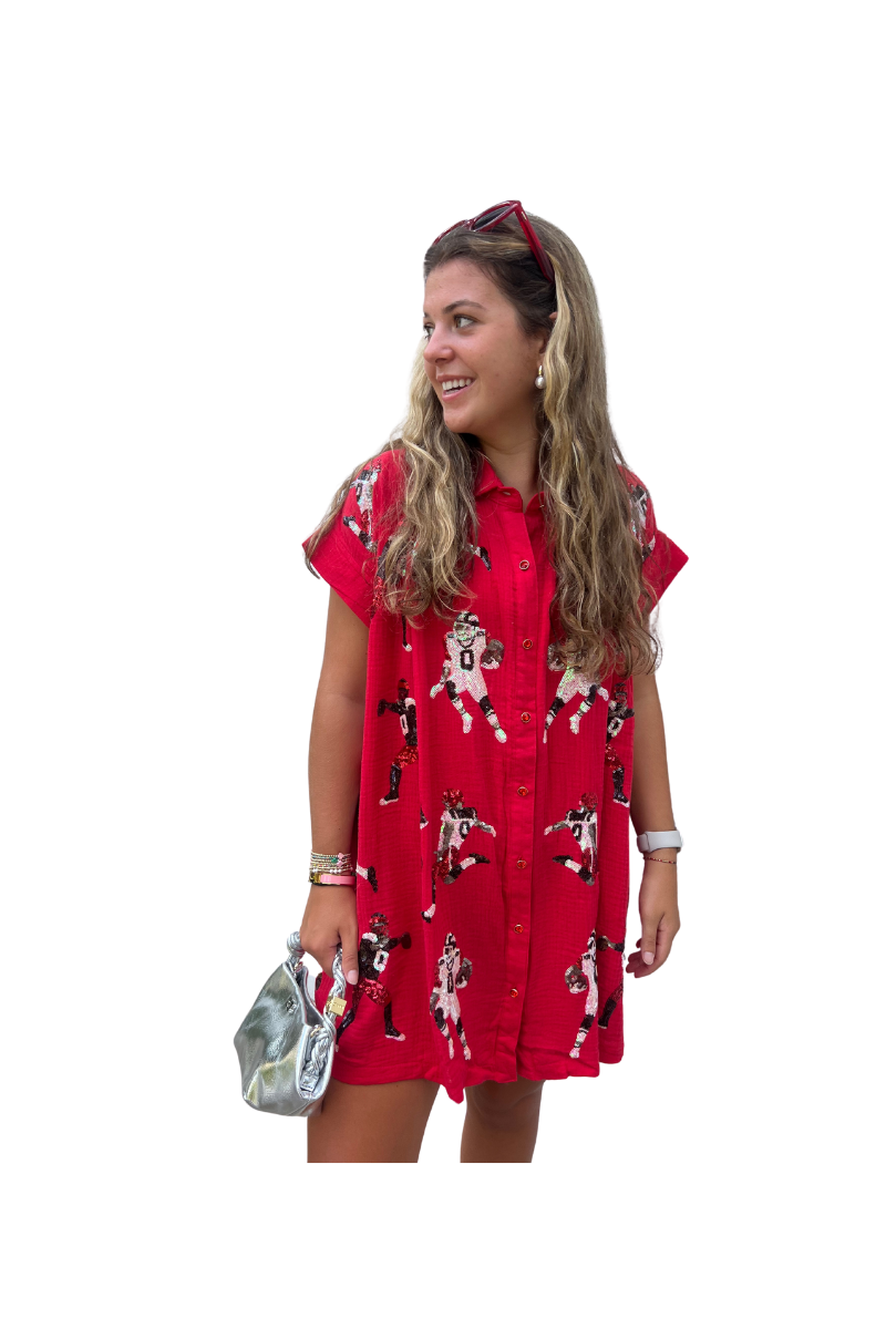 Red Black Football Player Gauze Dress