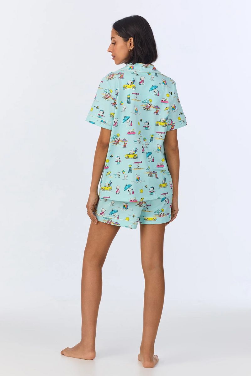 Surfside Snoopy Short Sleeve Classic Shorty Stretch Jersey PJ Set