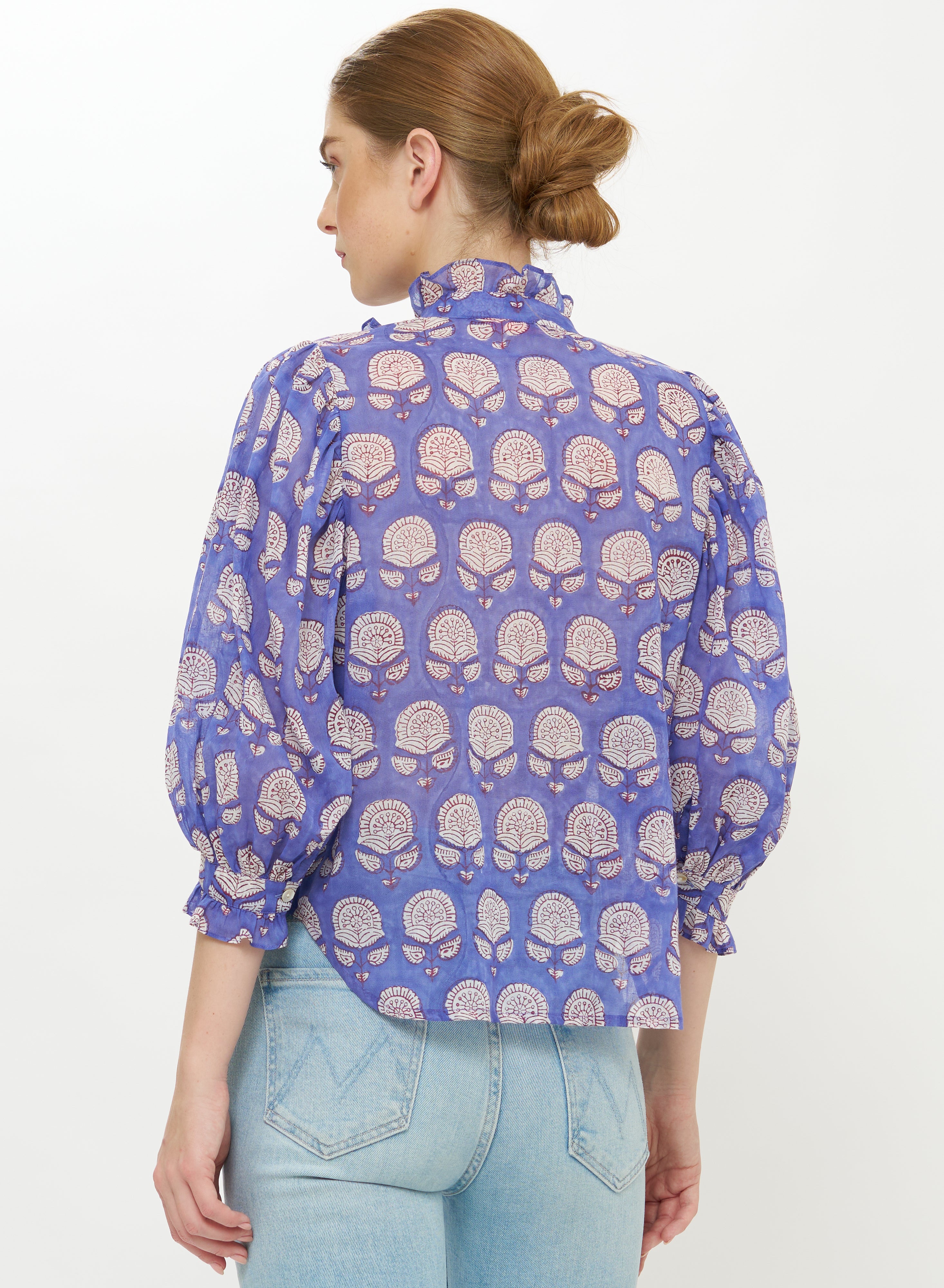 Ruffle Front Button Blouse