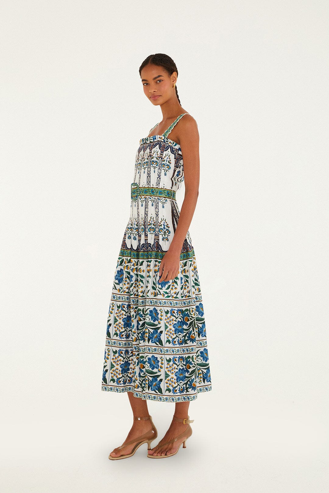 Manoela Off-White Sleeveless Belt Maxi Dress