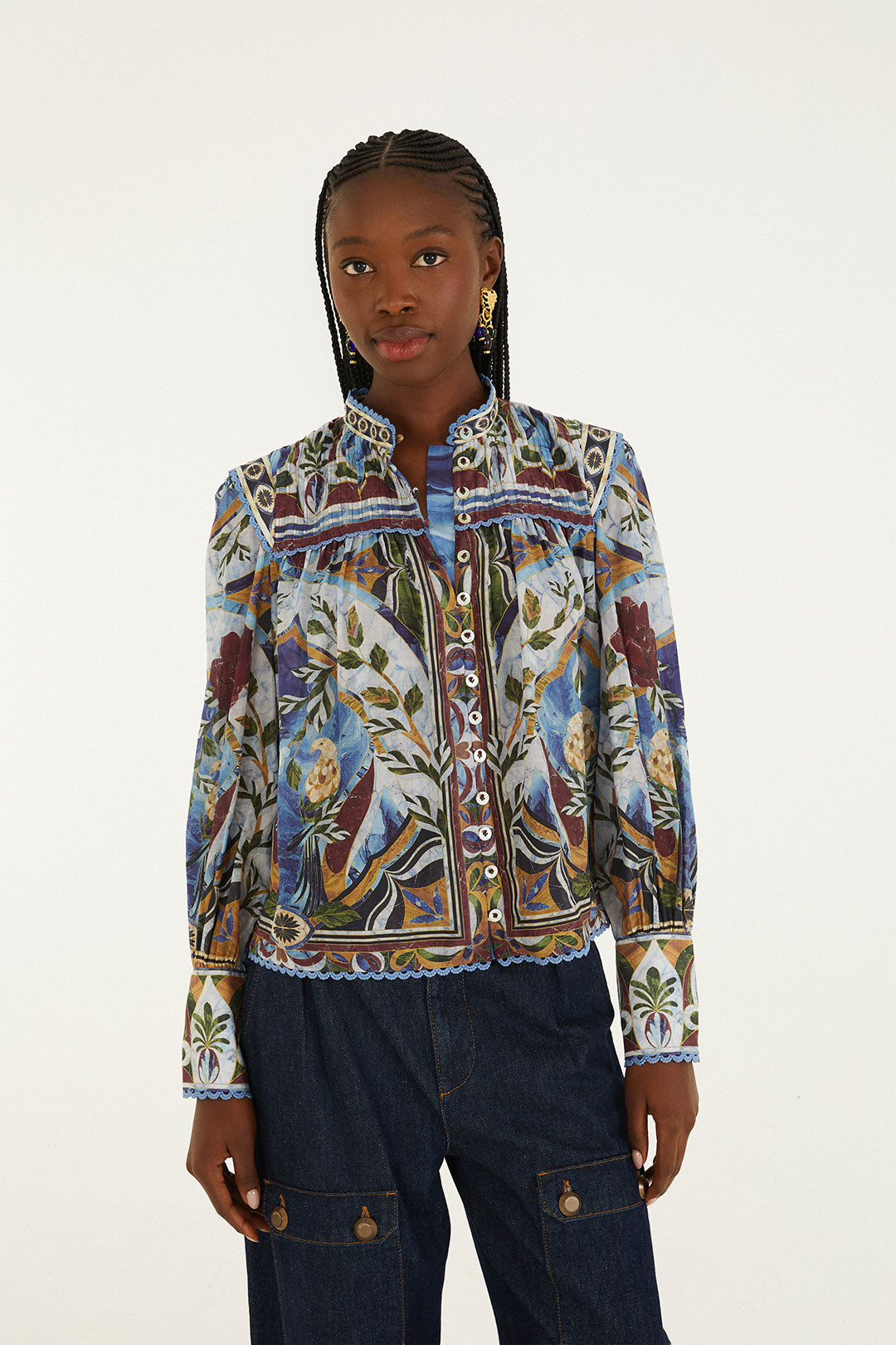 PIETRA DURA TAPESTRY BLUE BLOUSE