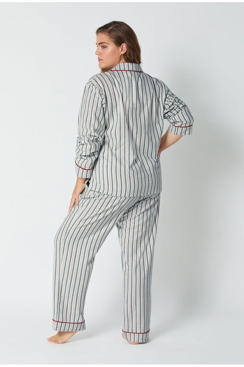 Peppermint Stripe Long Sleeve Classic Woven Portuguese Flannel PJ Set