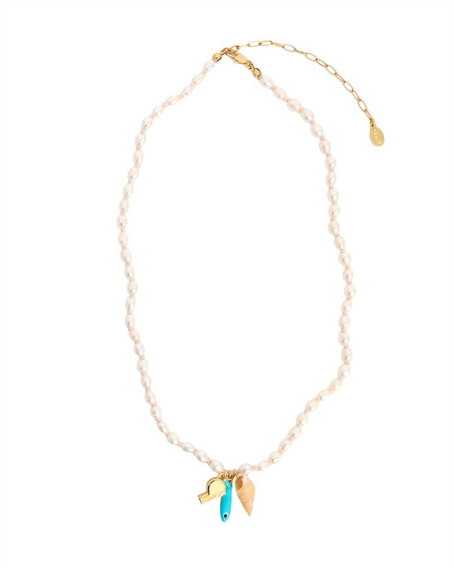Freshwater Pearl Charm Necklace - 18"