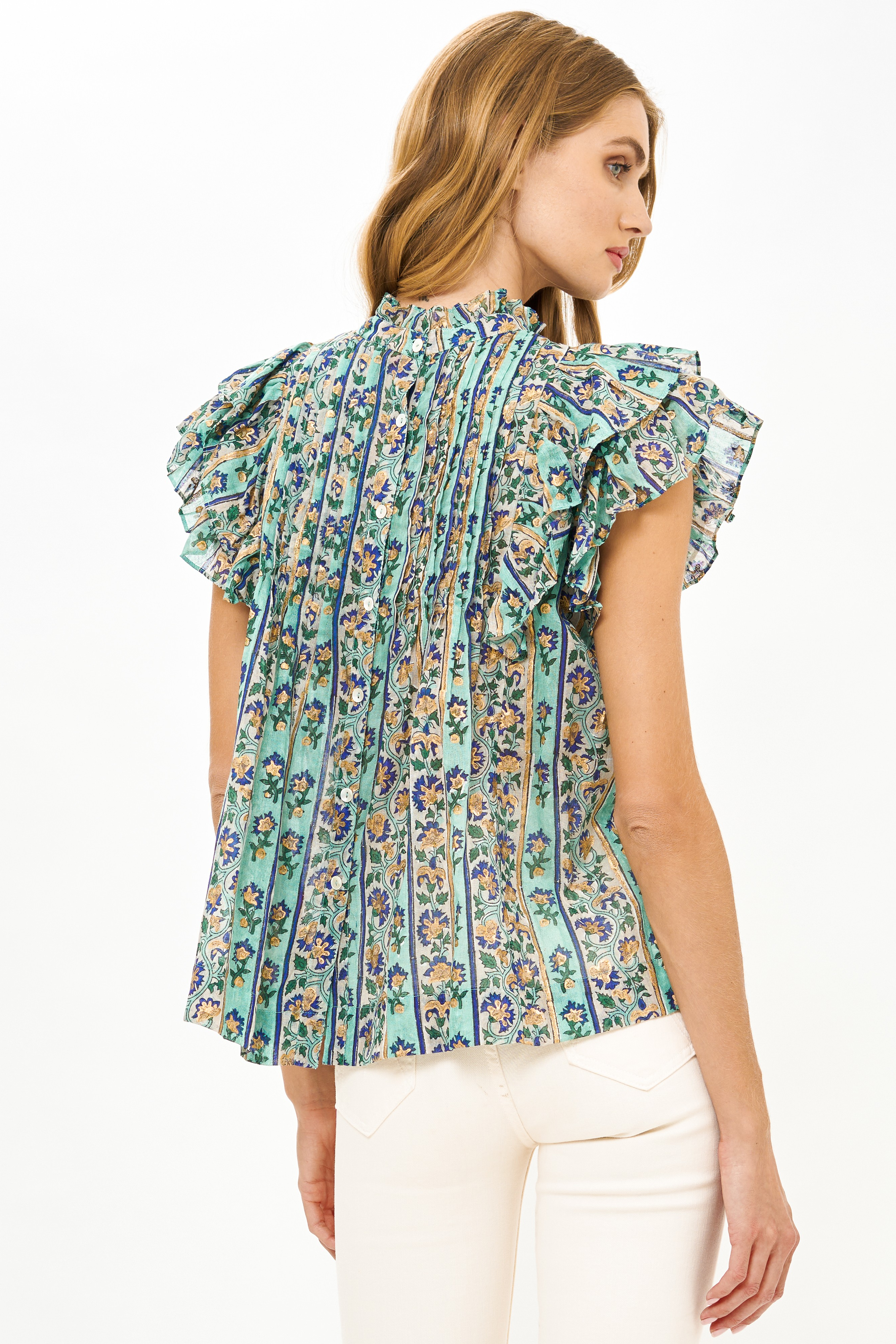 Pintuck Ruffle Top