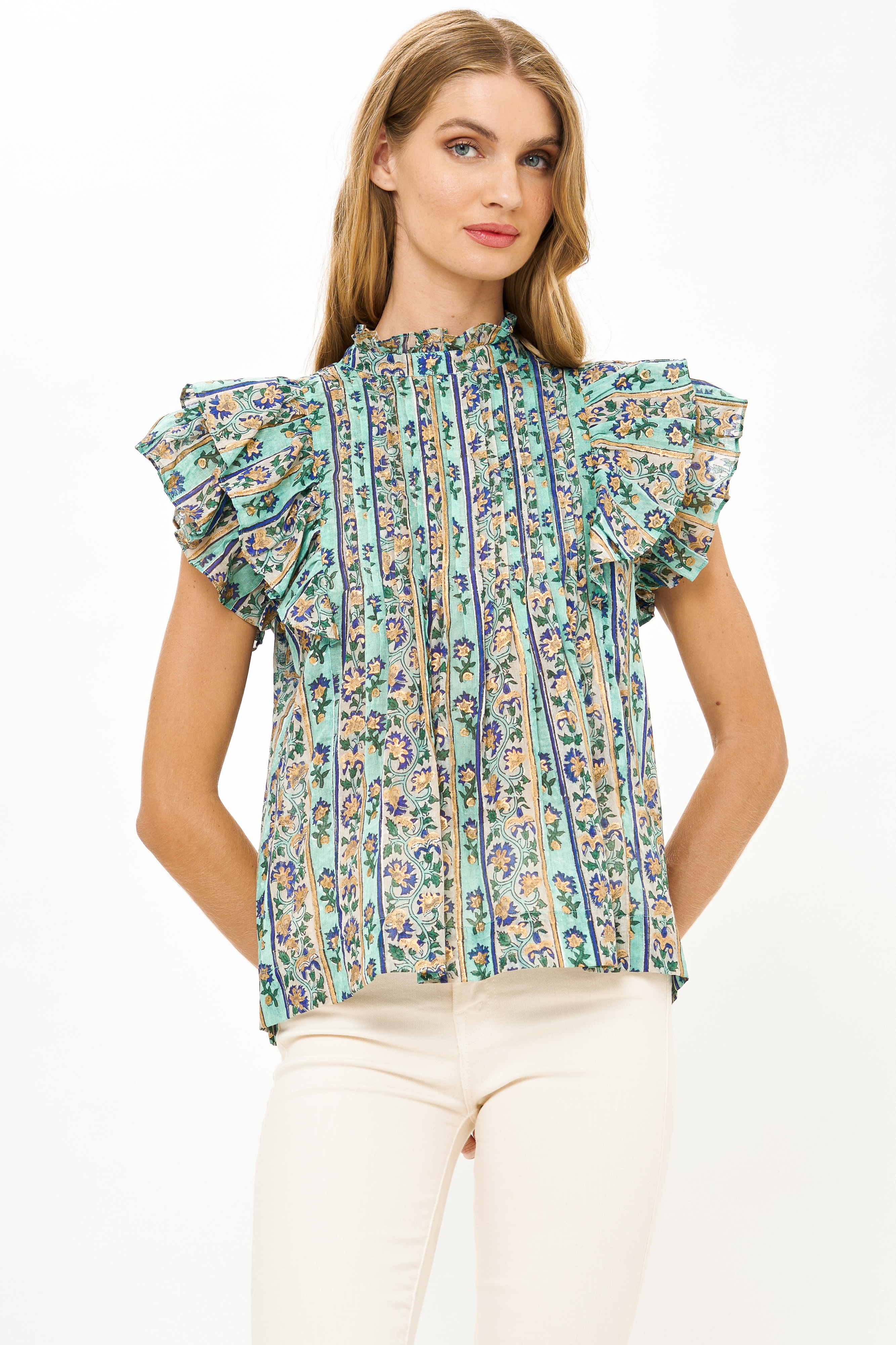 Pintuck Ruffle Top