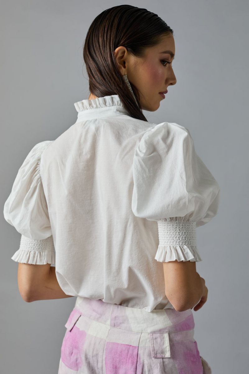 Short Sleeve Smocked Shirt