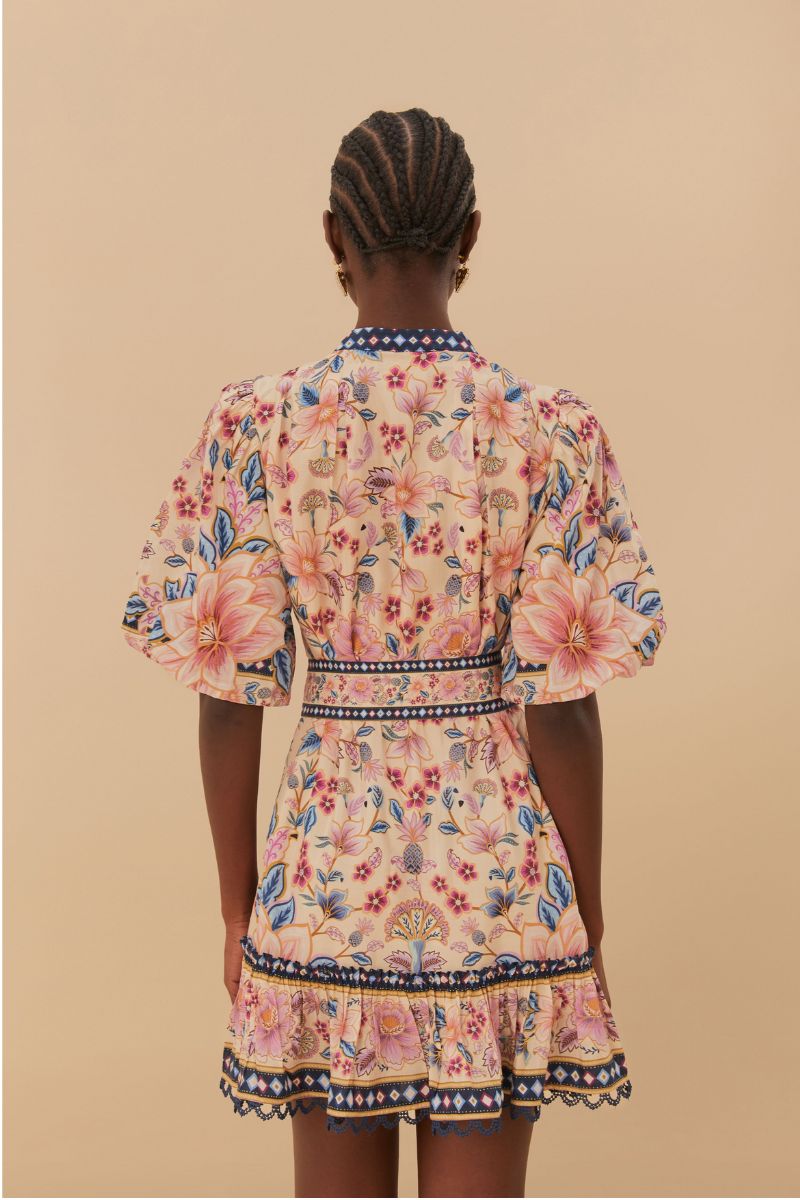 Superbloom Tapestry Puff Sleeve Mini Dress