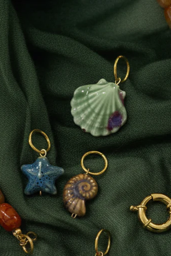 Ceramic Green Shell Charm