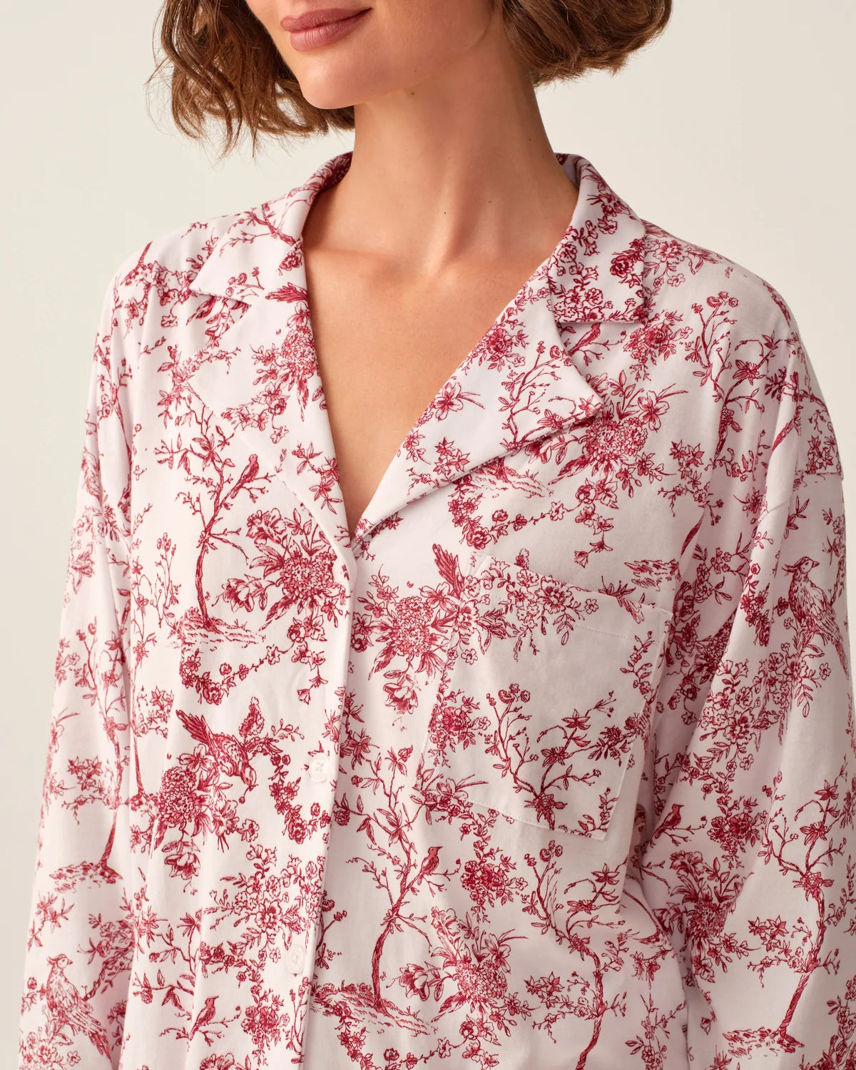 Women's Pima Olivia Wide Leg Pajama in Red Timeless Toile