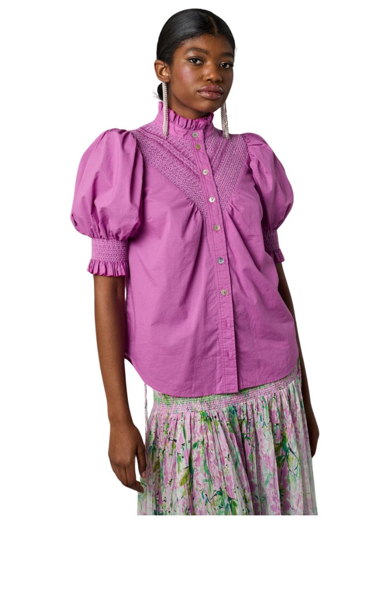 Short Sleeve Smocked Shirt