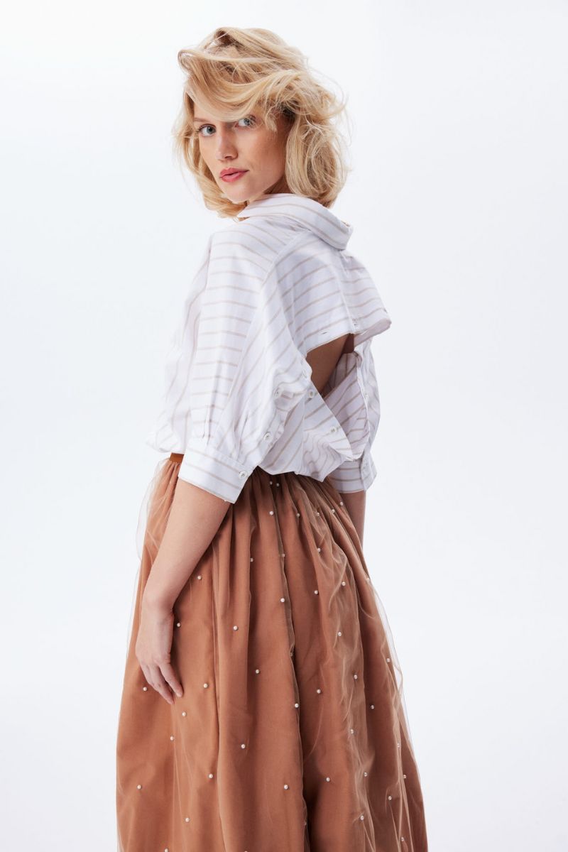 Echo Back Button Down Dolman Shirt