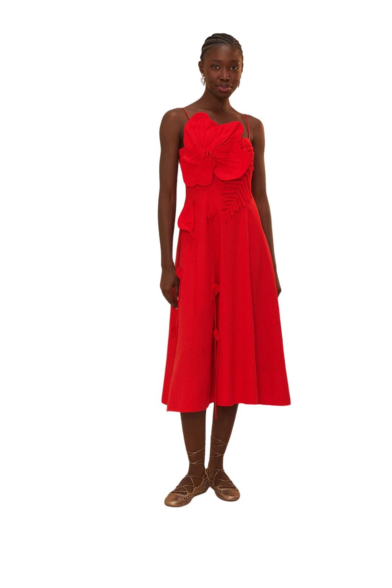 3D Floral Sleeveless Midi Dress 3D Floral Sleeveless Midi Dress