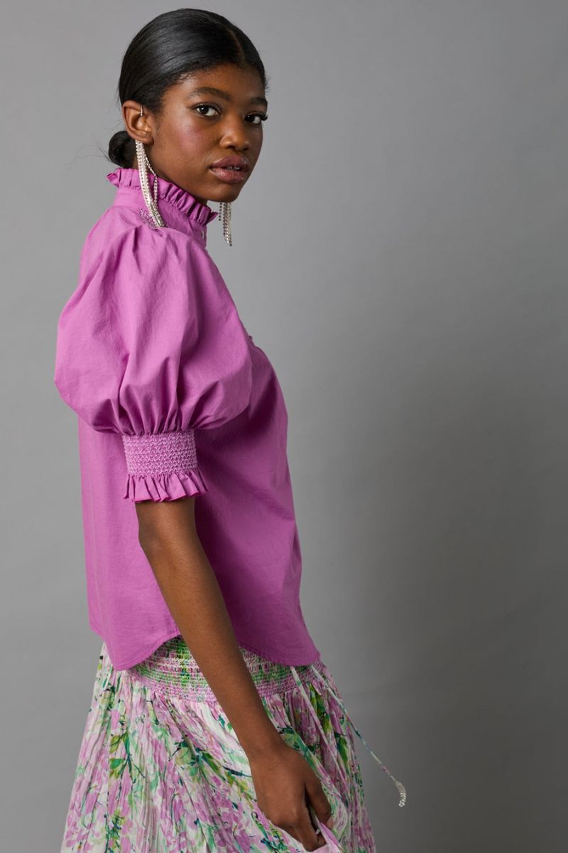 Short Sleeve Smocked Shirt