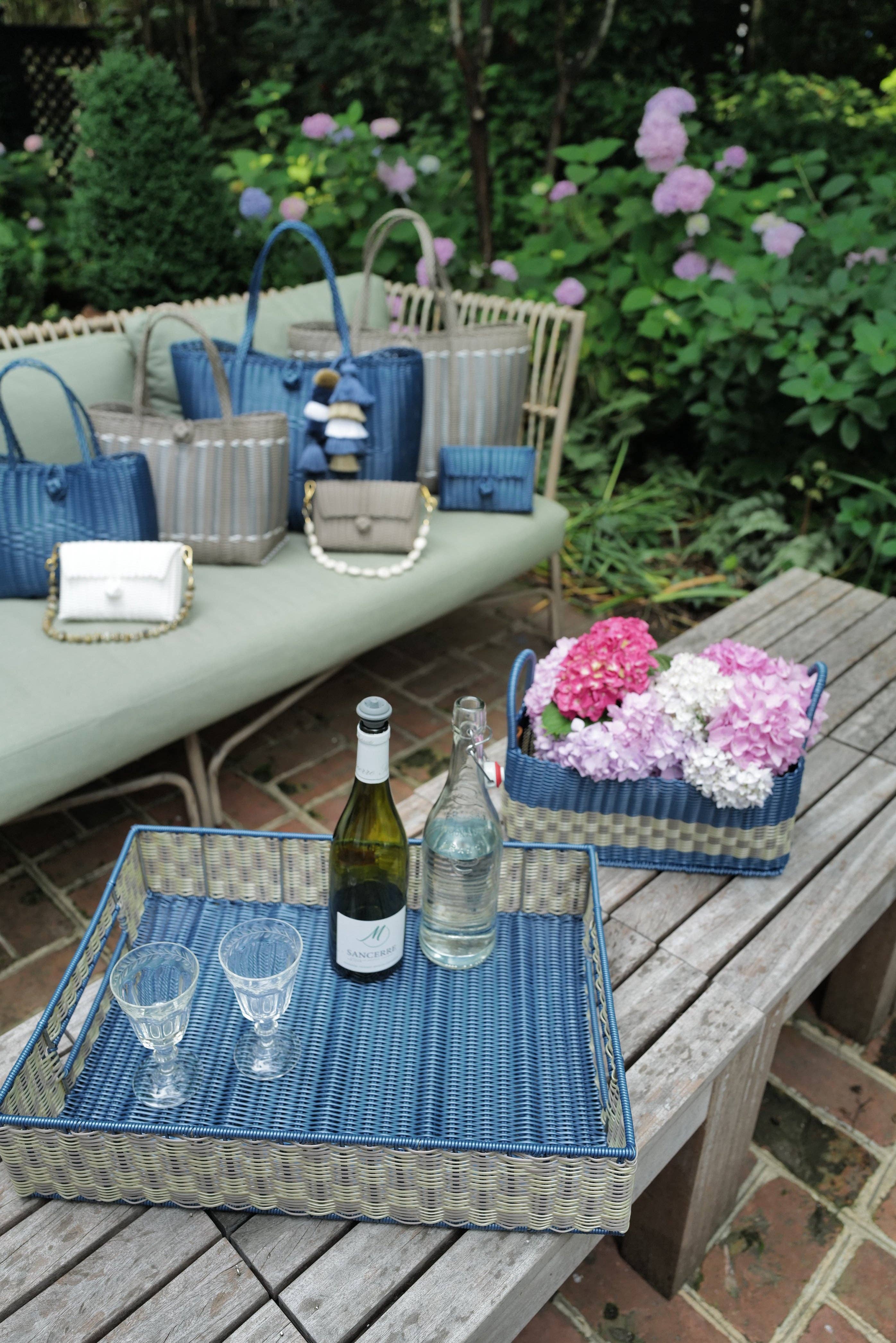 Woven Tray in Fog Blue/Putty/Pearl