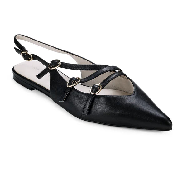 Ava Slingback Flat Leather