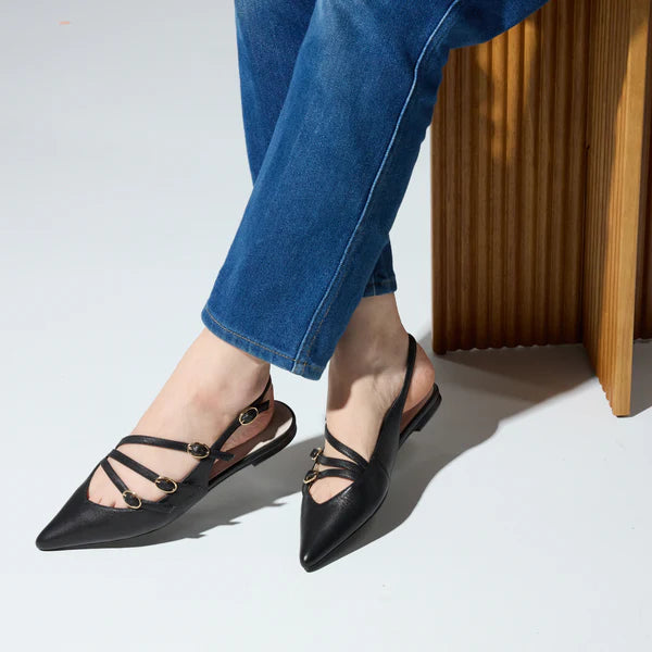Ava Slingback Flat Leather