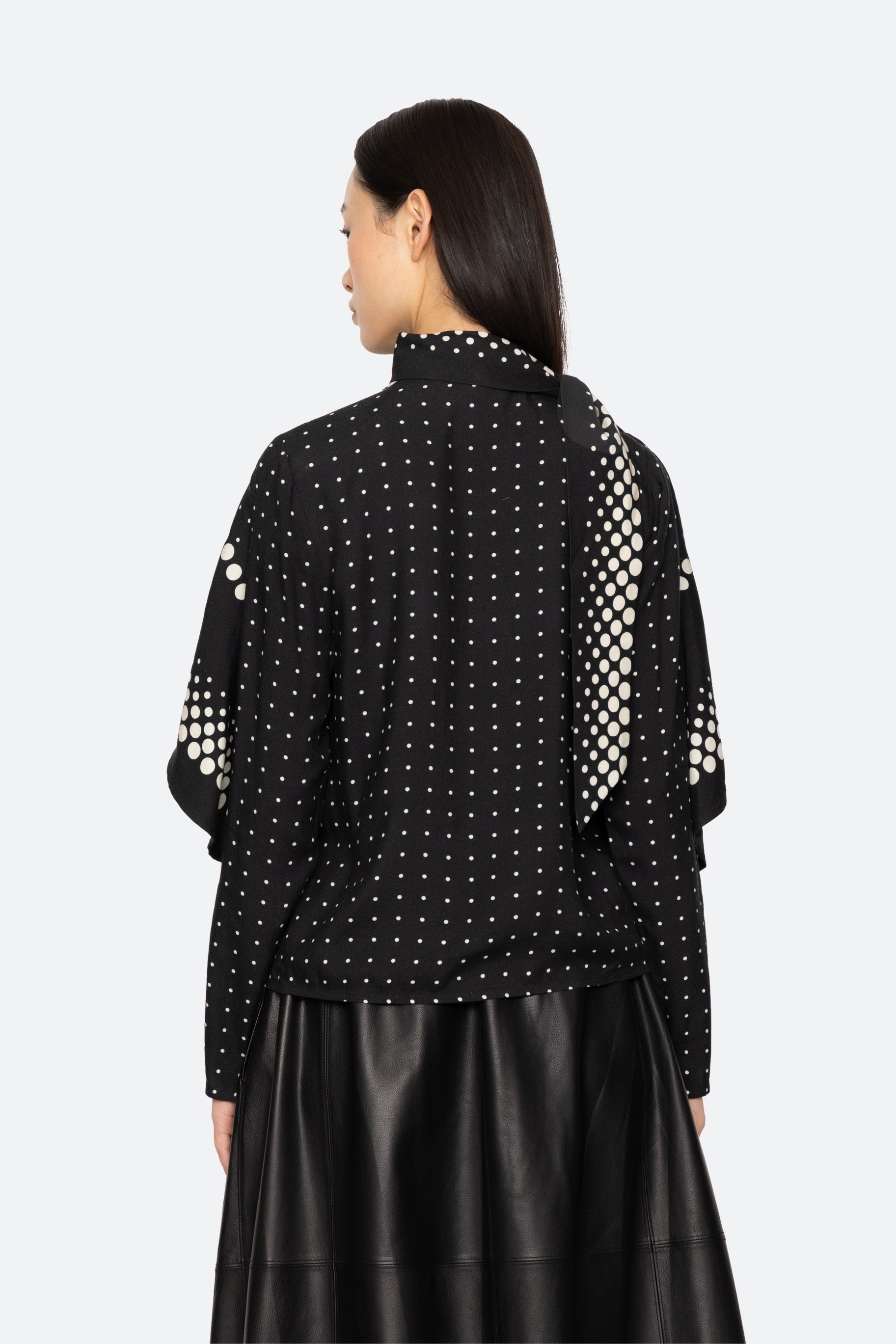 ELLY POLKA PRINT L/SLV TOP (D1)