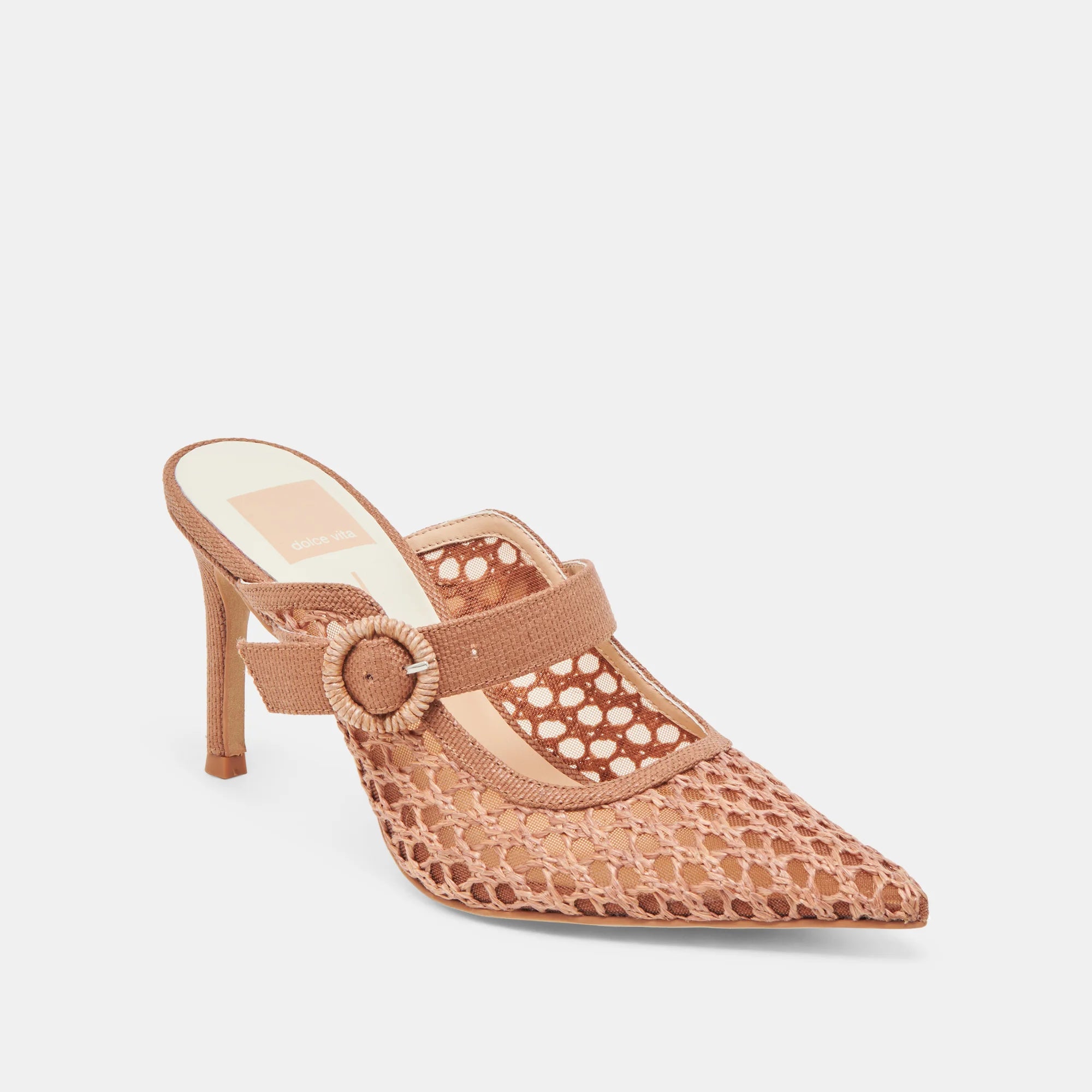 Keekee Heels Saddle Woven Raffia