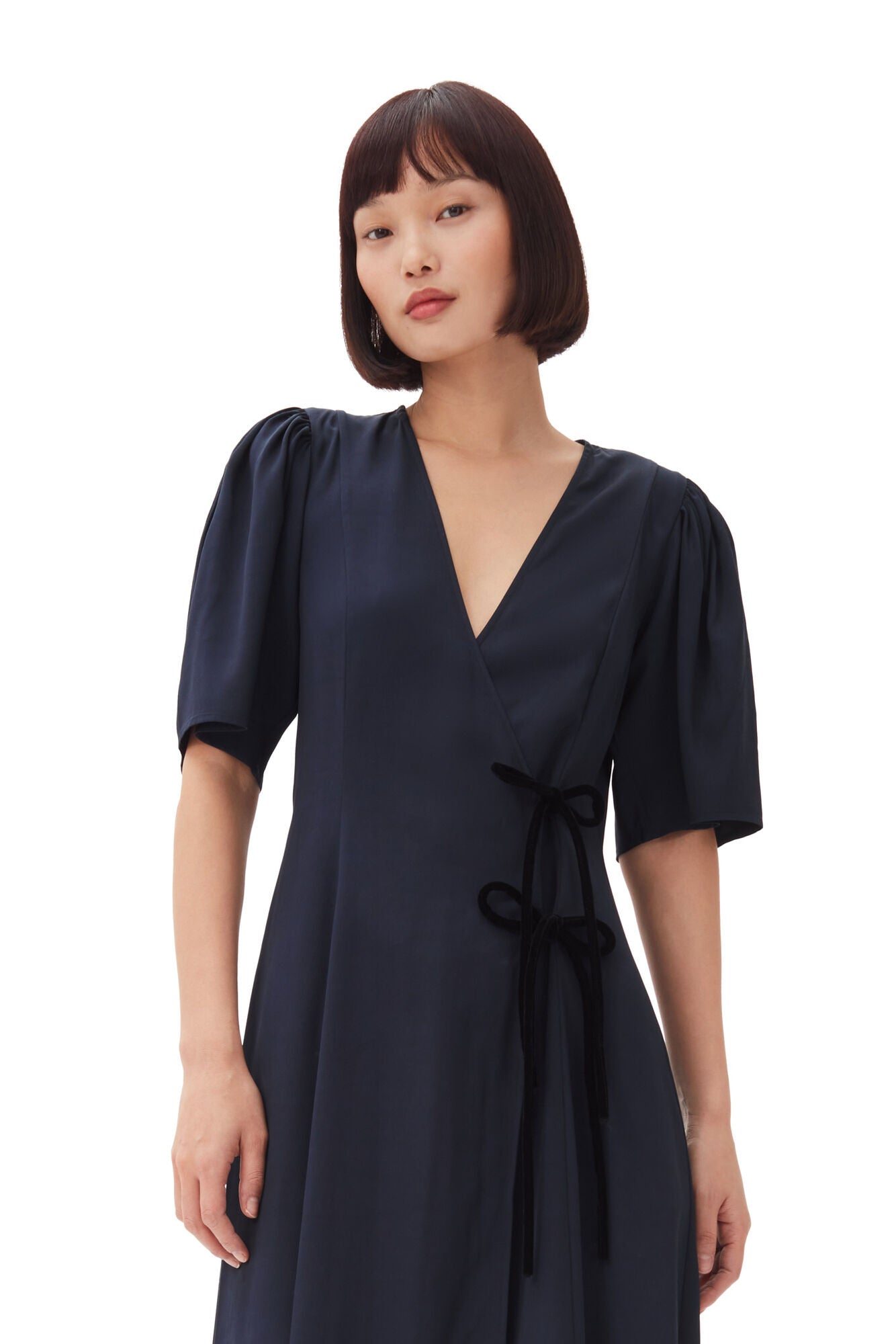 Viscose Twill Wrap Midi Dress