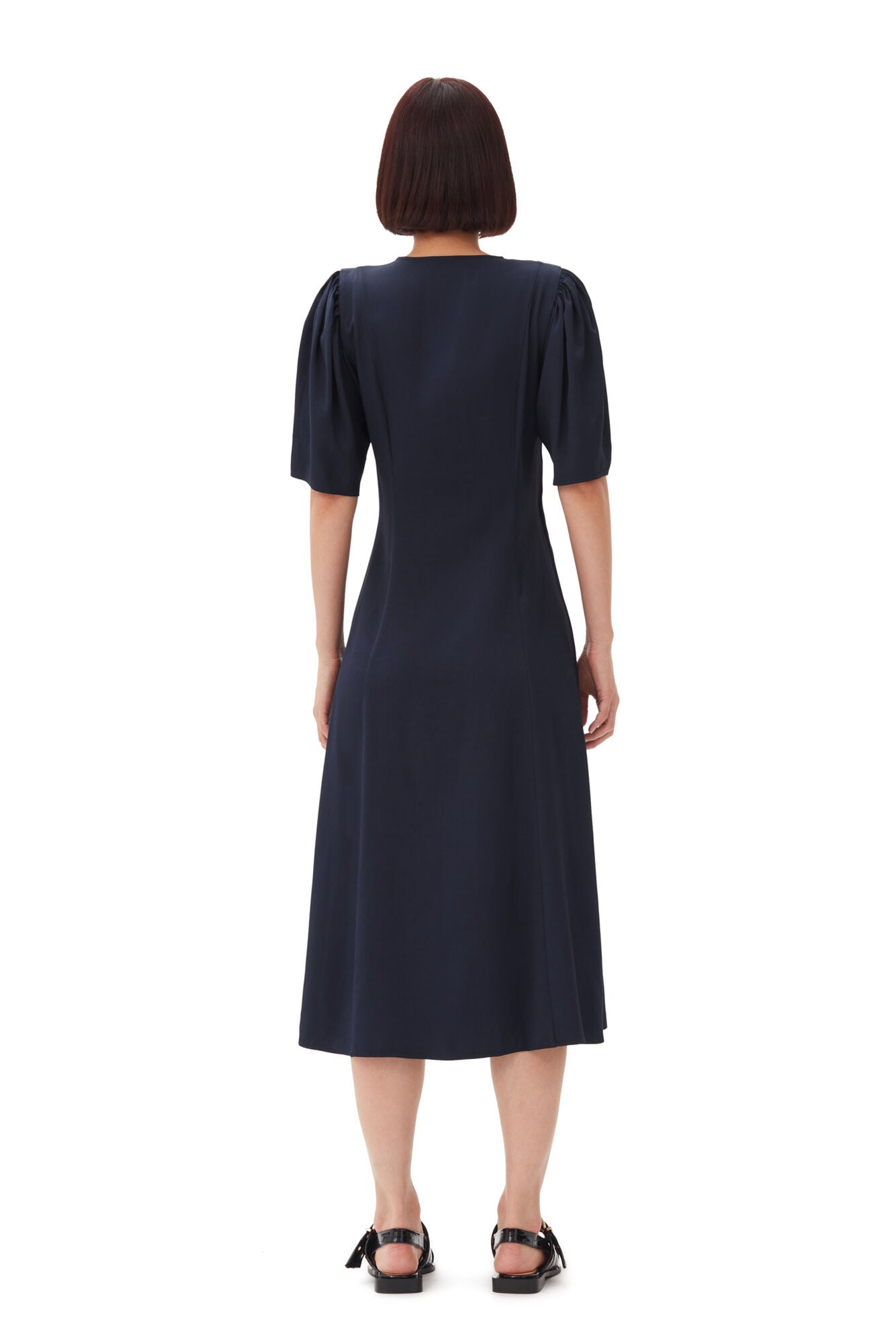 Viscose Twill Wrap Midi Dress
