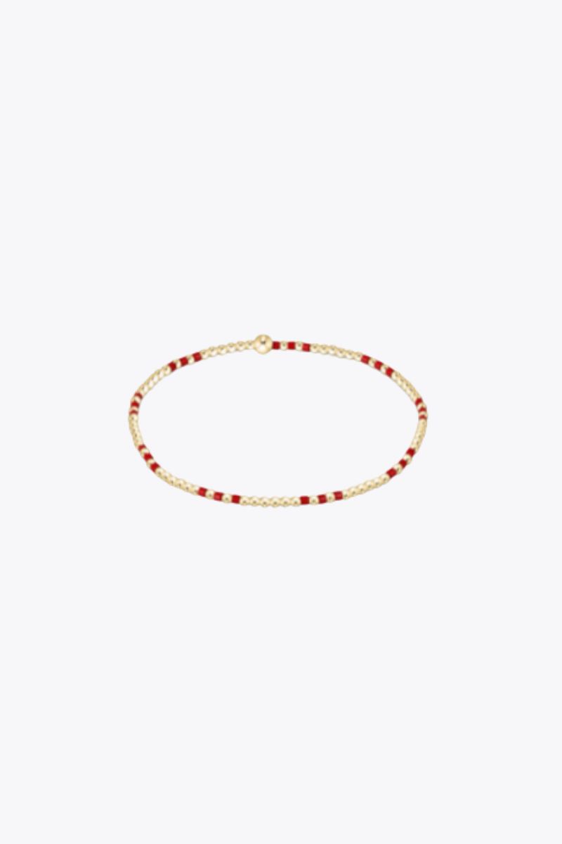 Gameday Hope Joy Pattern 2mm Bead Bracelet - Bright Red