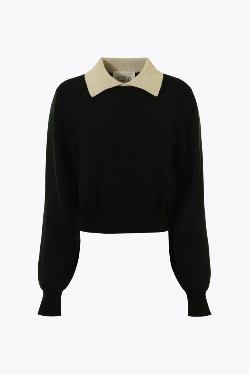 Cashmere Contrast Collar Sweater