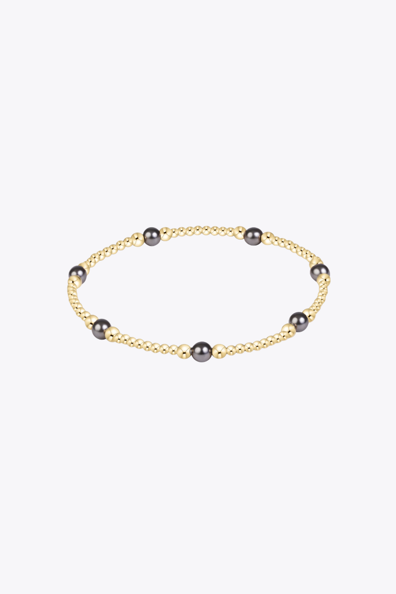 Purpose Pearl Dark Grey 4mm Gold Bracelet