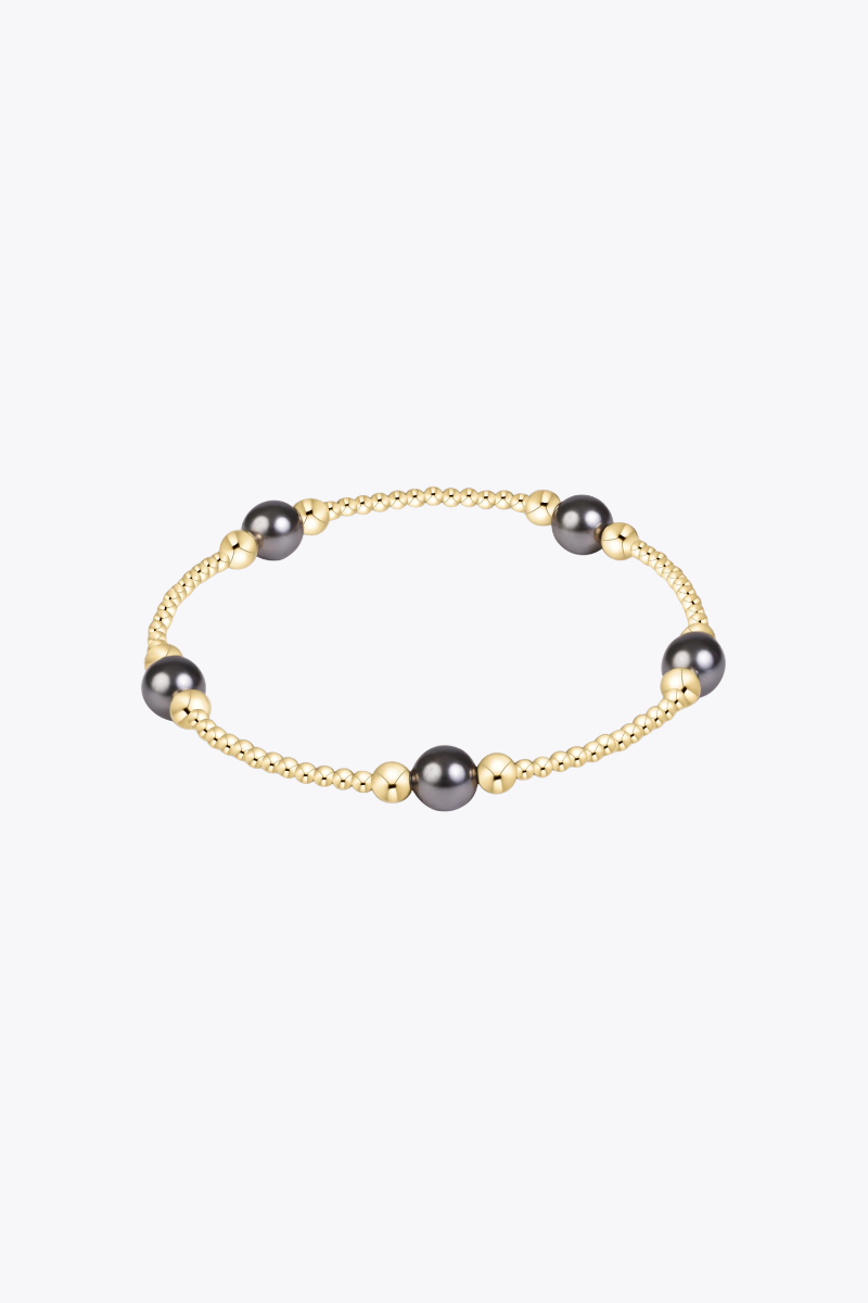 Purpose Pearl Dark Grey 6mm Gold Bracelet