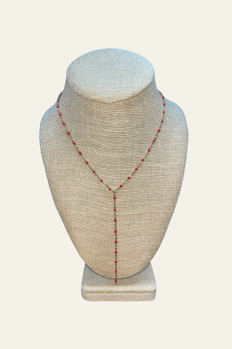 Red Drop Chain Necklace