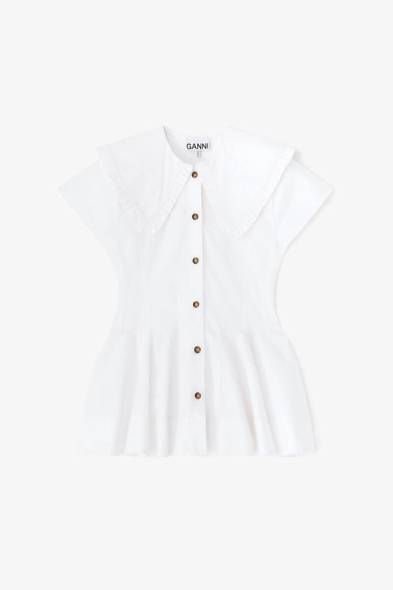 Stretch Cotton Peter Pan Collar Shirt