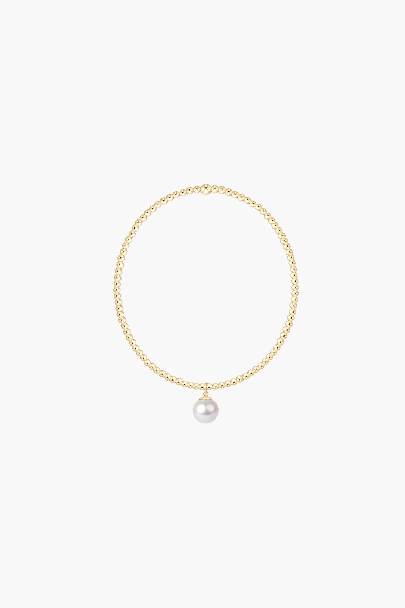 Classic Gold 2mm Bracelet - Classic Pearl 8mm Charm