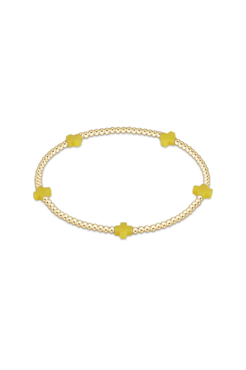 Signature Cross Pearl Pattern 4mm Bead Bracelet - Gold main image 1