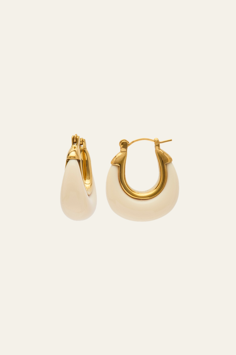 Ivory and Gold Hoops