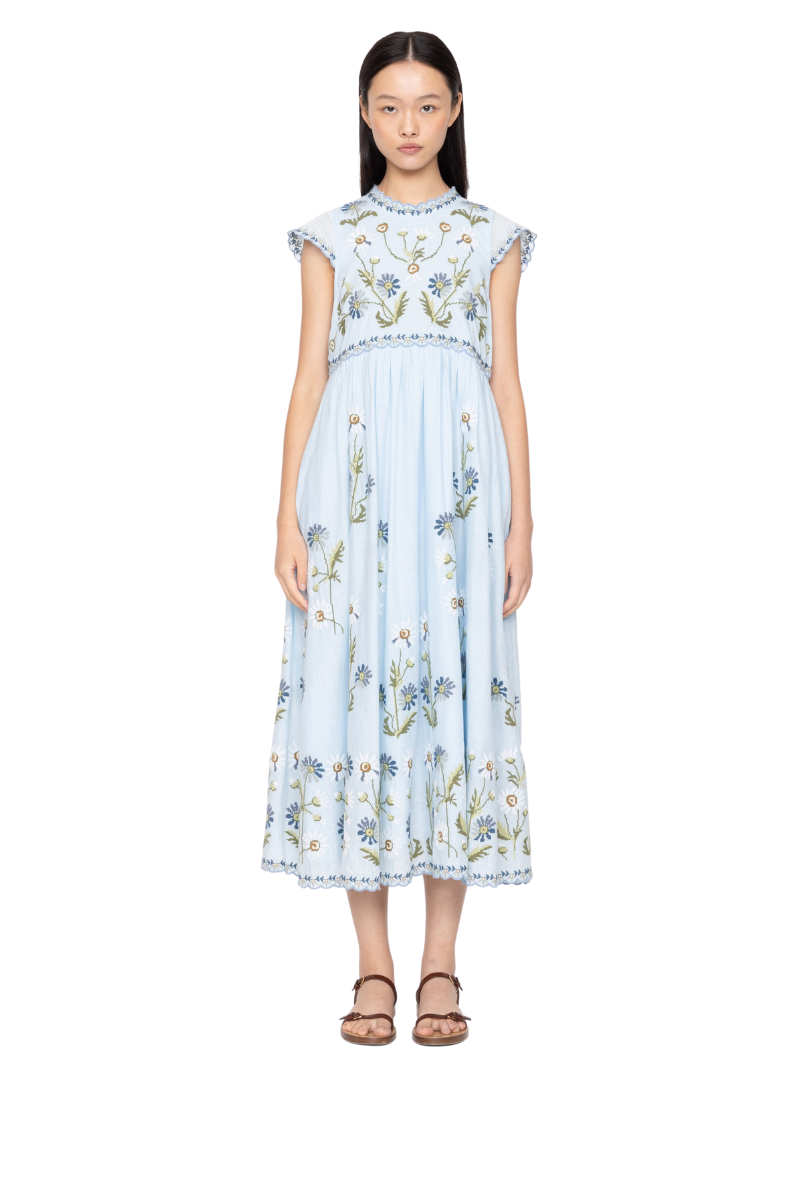 Audra Embroidery Midi Dress