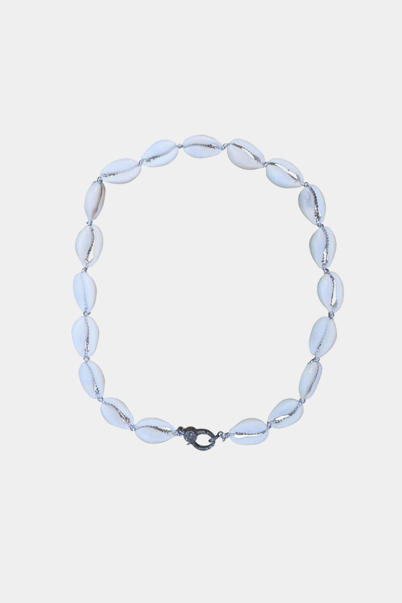 Silver Cowrie Shell Necklace Short
