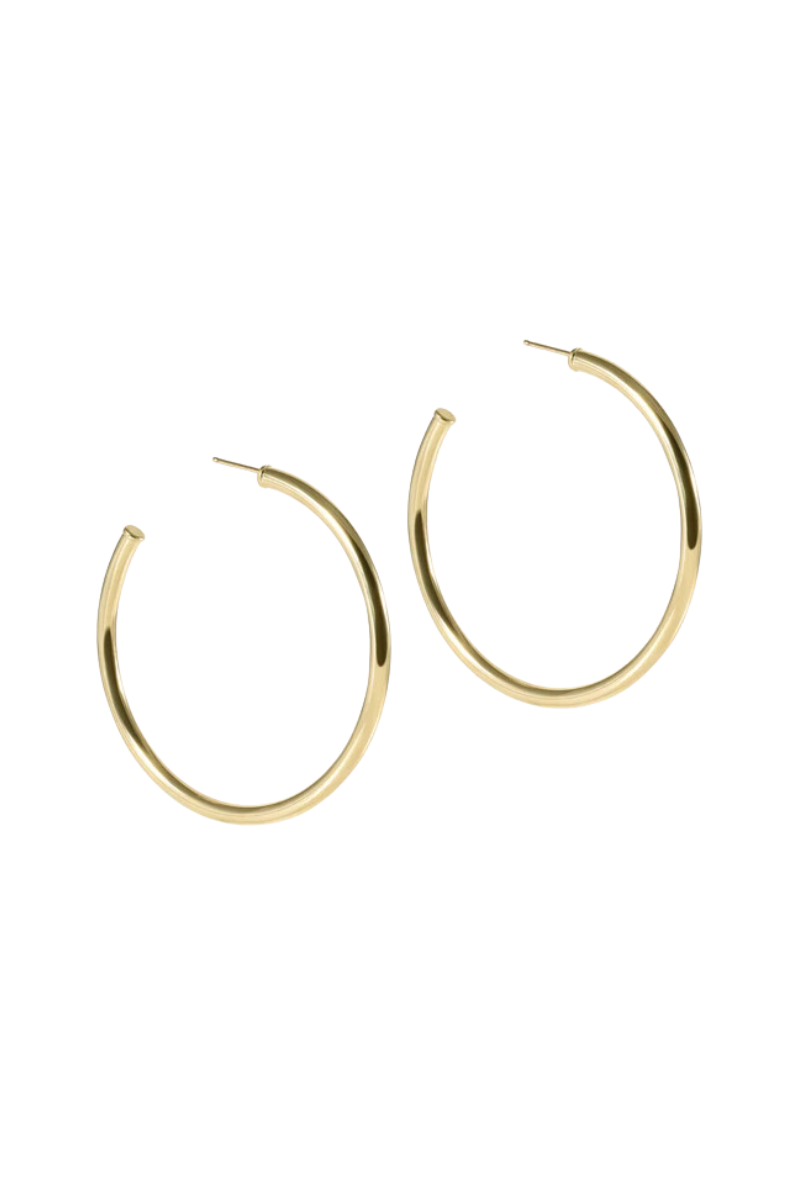 Round Gold 2" Post Hoop - 3mm - Smooth